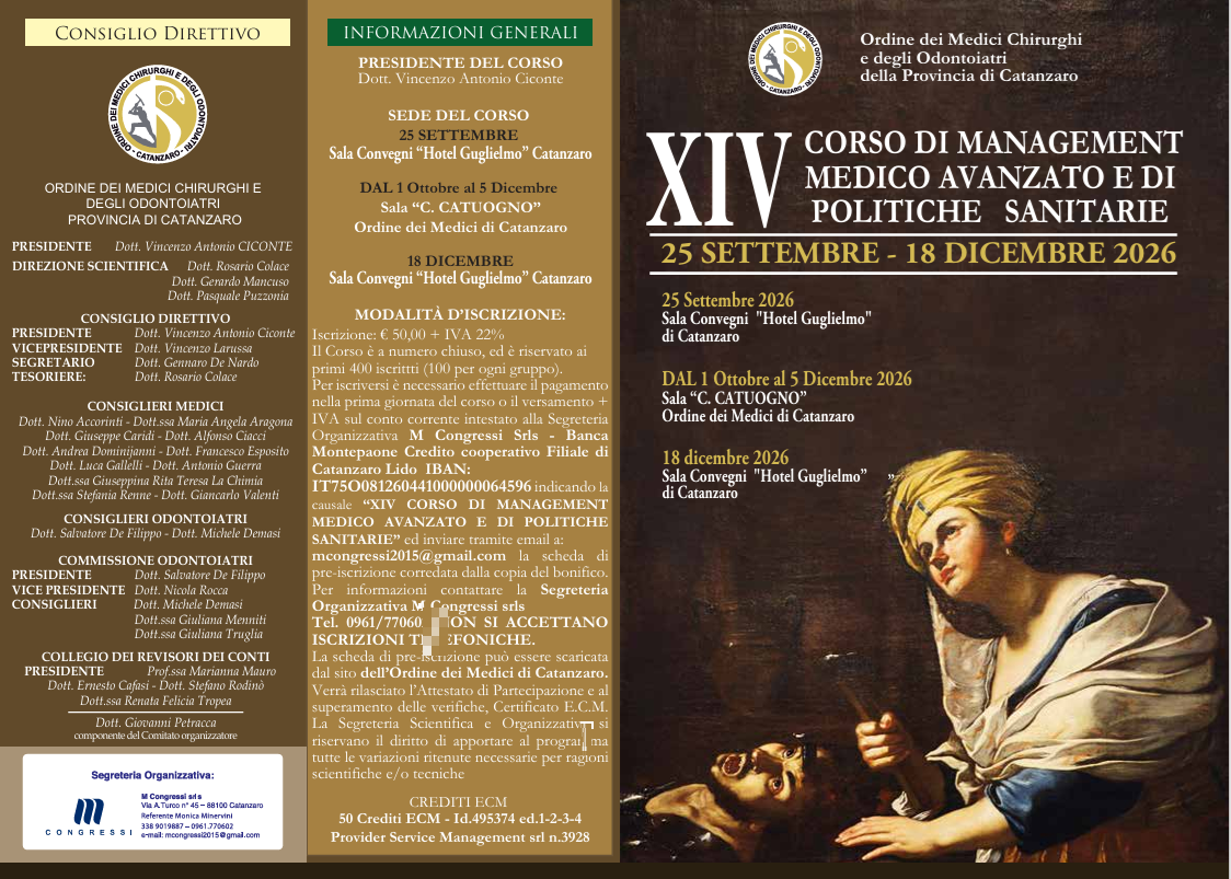 XIV edizione Corso di  Management Medico Avanzato e di Politiche Sanitarie
